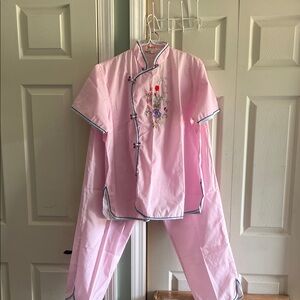 Vintage Pink Pajamas with lovely embroidery and frog closure details and Design
